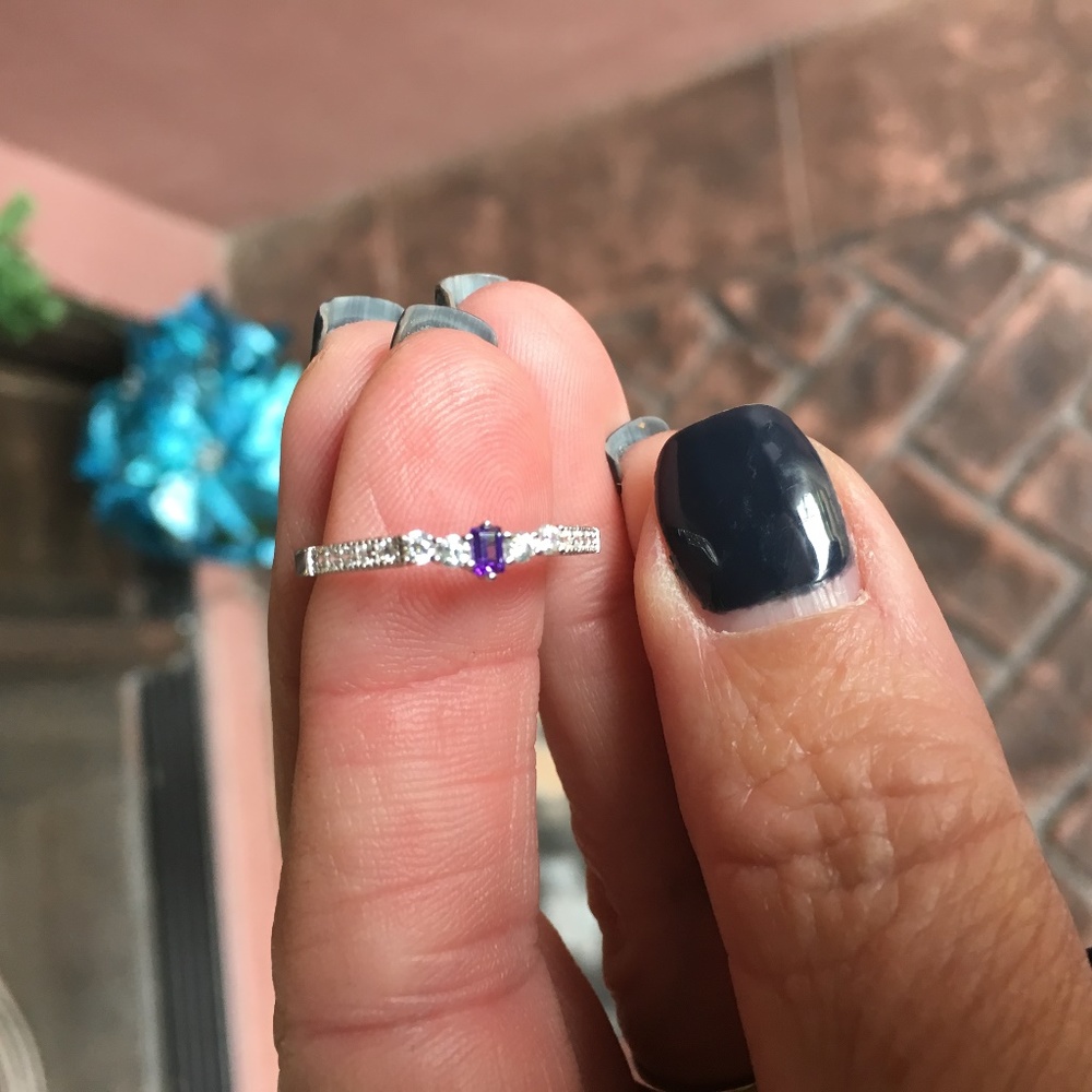 Sterling Silver Amethyst CZ Ring - Picture 7 of 8